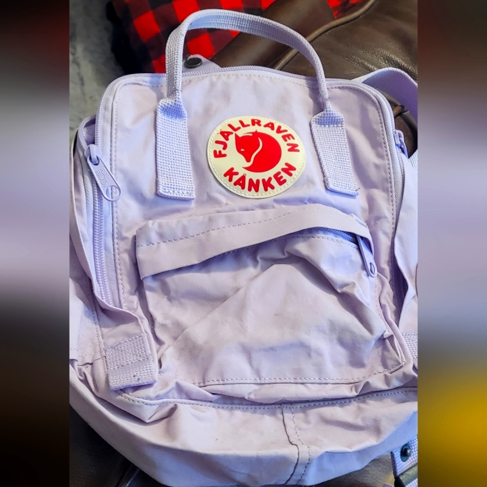 Fjallraven Kanken Mini Backpack - Light Lavender with Red Logo